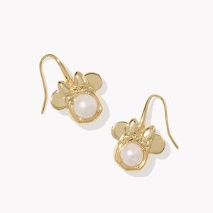 Kendra Scott x Disney Gold Minnie Mouse Drop Earrings in White Pearl